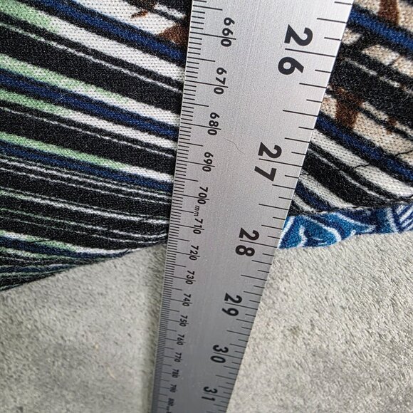 Womens Winwin Tunic Top Blue Brown Paisley Print V Neck Roll Tab Sleeve S/M - Picture 8 of 9